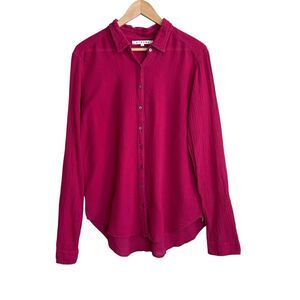 Xirena Womens Button Front Collared Gauze Shirt Deep Berry Cotton Size Small